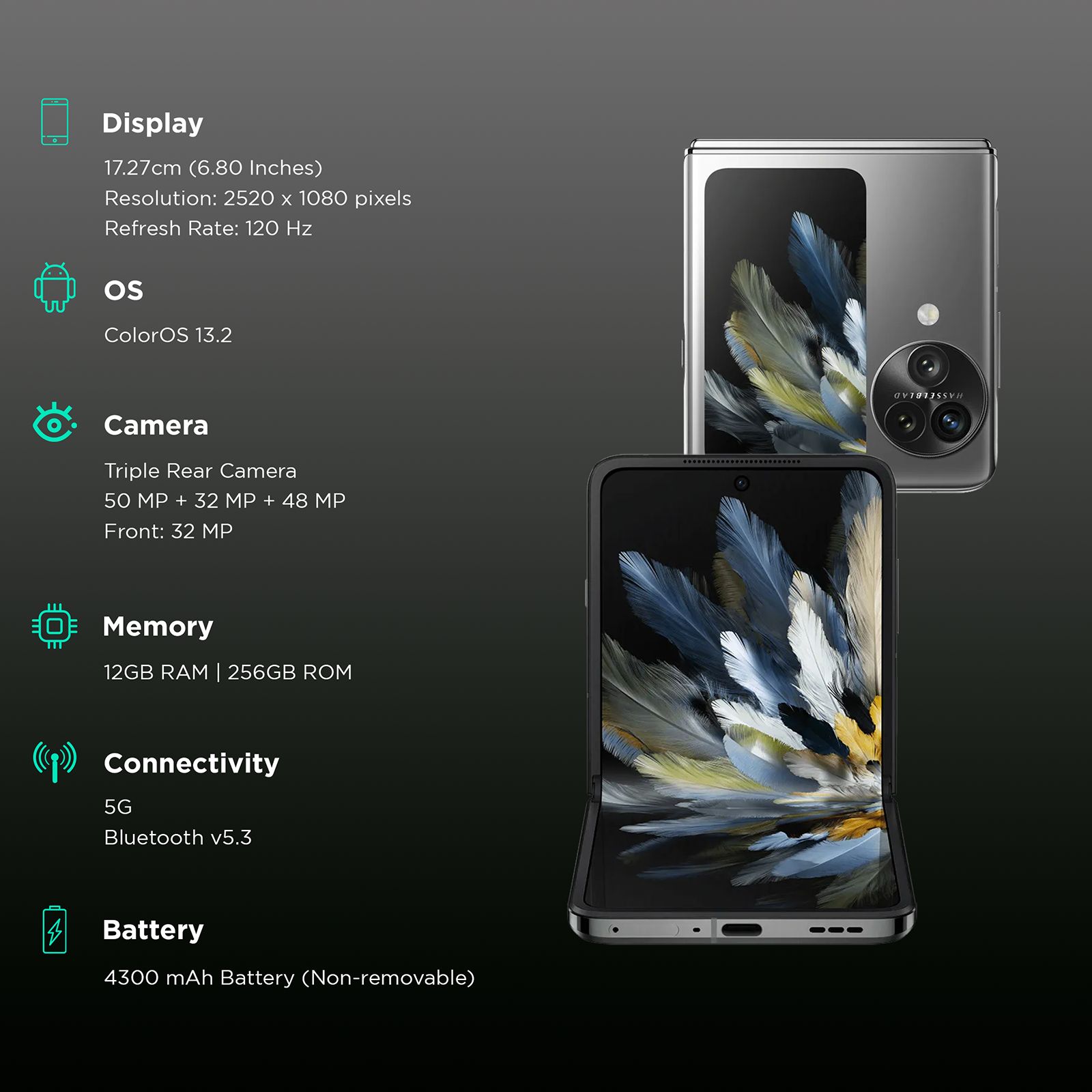 Buy oppo Find N3 Flip 5G (12GB RAM, 256GB, Sleek Black) Online - Croma